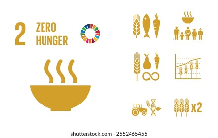 SDG Goal 2 Zero Hunger Vector with Targets and Icons