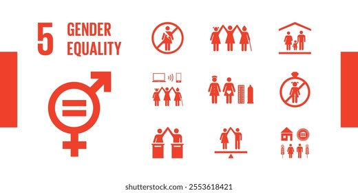 SDG Goal 5 Gender Equality Vector with Targets and Icons