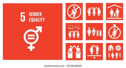 SDG Goal 5 Gender Equality Vector with Targets and Icons