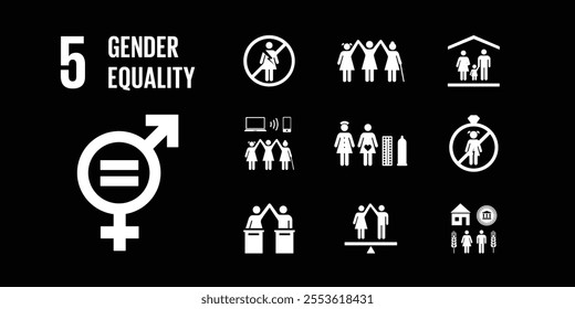 SDG Goal 5 Gender Equality Vector with Targets and Icons