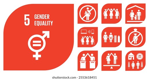 SDG Goal 5 Gender Equality Vector with Targets and Icons