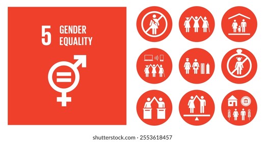 SDG Goal 5 Gender Equality Vector with Targets and Icons