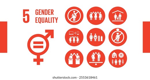 SDG Goal 5 Gender Equality Vector with Targets and Icons