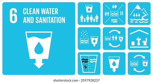 SDG Goal 6 Clean Water and Sanitation Vector with Targets and Icons