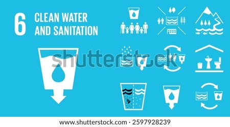 SDG Goal 6 Clean Water and Sanitation Vector with Targets and Icons