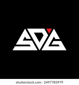 SDG triangle letter logo design with triangle shape. SDG triangle logo design monogram. SDG triangle vector logo template with red color. SDG triangular logo Simple, Elegant, and Luxurious design.