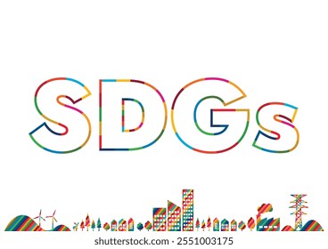 SDGs 17 color background materials and logos Cityscape