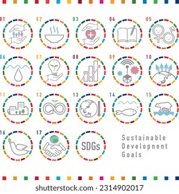 SDGs 17 goals icon set  svg