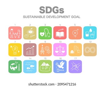 SDGs. 17 types of target icon set