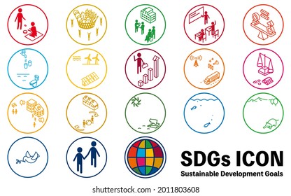 SDGs, circular icons of 17 goals