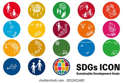 SDGs, circular icons of 17 goals