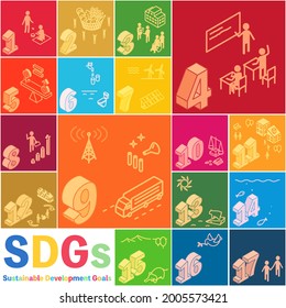 SDGs, development goal icon posters