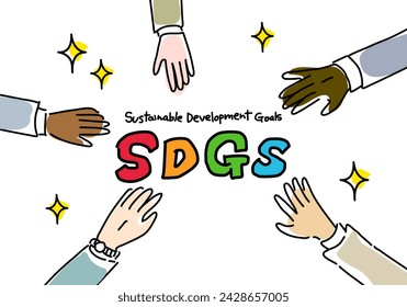SDGs Illustration Featuring a Group of Hands Shaking Together