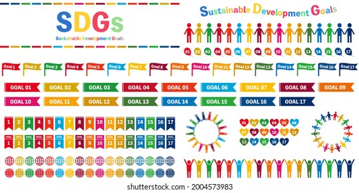 SDG, un conjunto de etiquetas de objetivos por color designado