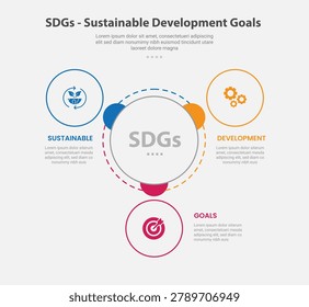 SDGs sustainable development goals infographic outline style with 3 point template with sharp rectangle stairway ladder with triangle edge for slide presentation vector