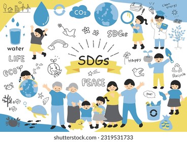 SDGs Sustainable Society Illustration Materials Collection