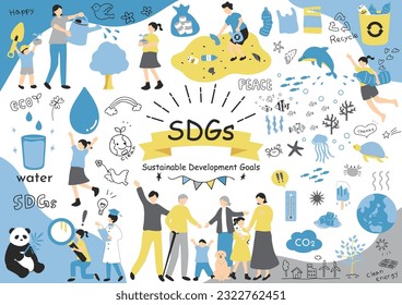 SDGs Sammlung von Illustrationsmaterialien für nachhaltige Gesellschaft