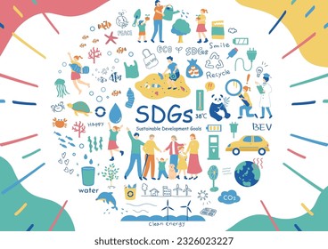 SDGs Sustainable Society Illustration Materials Collection