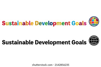 SDGs, title image, English logo for headline, 17 predetermined colors and 2 sets of black and white