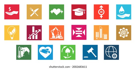 SDGs vector icon card on isolated white background. Sustainable development goals. Flat vector illustration