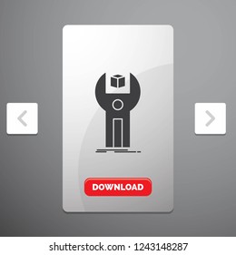 SDK, App, development, kit, programming Glyph Icon in Carousal Pagination Slider Design & Red Download Button