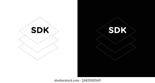Icono de SDK signo de contorno de Vector en blanco y negro