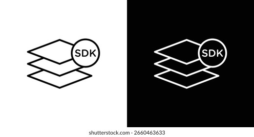 Ícone do SDK para design de conceito e gráfico. Coleção de ícones de vetor de estilo preto de alta qualidade