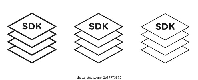 Signo de estilo lineal del icono del SDK para el concepto y el Diseño web móviles.