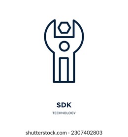 sdk icon from technology collection. Thin linear sdk, business, data outline icon isolated on white background. Line vector sdk sign, symbol for web and mobile