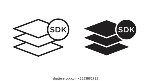 Ilustración vectorial de iconos de SDK sobre un fondo transparente.