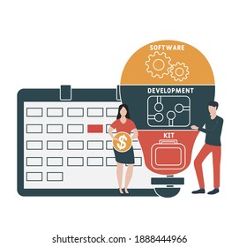 SDK - Software Development Kit acronym. business concept background.  vector illustration concept with keywords and icons. lettering illustration with icons for web banner, flyer, landing page, presen