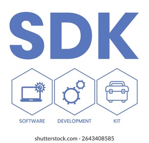 SDK - Software Development Kit acronym. business concept background. vector illustration concept with keywords and icons. lettering illustration with icons for web banner, flyer, landing page