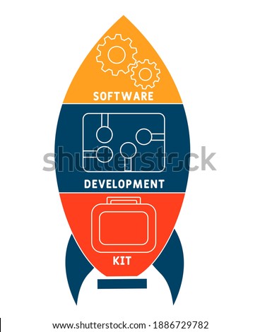 SDK - Software Development Kit acronym. business concept background.  vector illustration concept with keywords and icons. lettering illustration with icons for web banner, flyer, landing page, presen