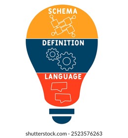 sdl - linguagem de definição de esquemas acrônimo. plano de fundo do conceito de negócios. conceito de ilustração vetorial com palavras-chave e ícones. ilustração de letras com ícones para banner da web, folheto, landing