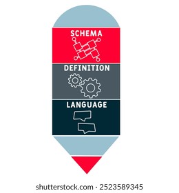 sdl - linguagem de definição de esquemas acrônimo. plano de fundo do conceito de negócios. conceito de ilustração vetorial com palavras-chave e ícones. ilustração de letras com ícones para banner da web, folheto, landing