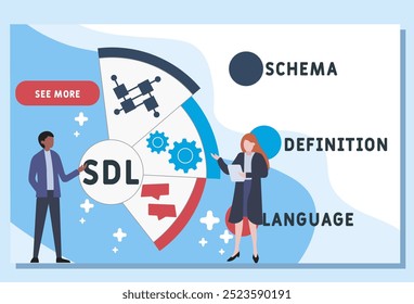 sdl - linguagem de definição de esquemas acrônimo. plano de fundo do conceito de negócios. conceito de ilustração vetorial com palavras-chave e ícones. ilustração de letras com ícones para banner da web, folheto, landing