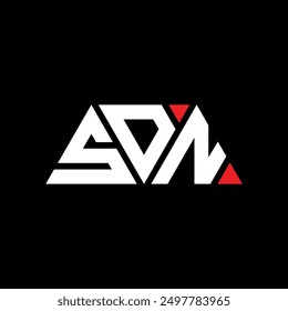 SDN triangle letter logo design with triangle shape. SDN triangle logo design monogram. SDN triangle vector logo template with red color. SDN triangular logo Simple, Elegant, and Luxurious design.