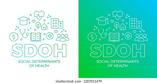 SDOH - Determinantes sociales de la salud - ilustración infográfica vectorial