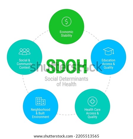 SDOH - social determinants of health - vector infographic illustration