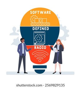 SDR - software defined radio acronym. business concept background. vector illustration concept with keywords and icons. lettering illustration with icons for web banner, flyer, landing pag