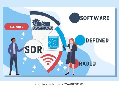SDR - software defined radio acronym. business concept background. vector illustration concept with keywords and icons. lettering illustration with icons for web banner, flyer, landing pag