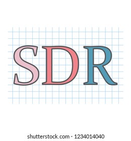 SDR (Software-defined radio) acronym written on checkered paper- vector illustration 