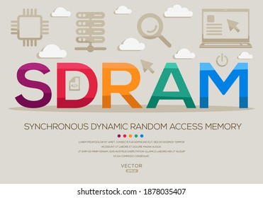 SDRAM mean (Synchronous Dynamic Random Access Memory) Computer and Internet acronyms ,letters and icons ,Vector illustration.
