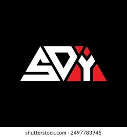 SDY triangle letter logo design with triangle shape. SDY triangle logo design monogram. SDY triangle vector logo template with red color. SDY triangular logo Simple, Elegant, and Luxurious design.