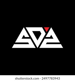 SDZ triangle letter logo design with triangle shape. SDZ triangle logo design monogram. SDZ triangle vector logo template with red color. SDZ triangular logo Simple, Elegant, and Luxurious design.
