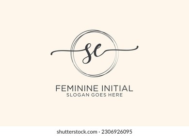 SE beauty monogram and elegant logo design handwriting logo of initial signature, wedding, fashion, floral and botanical with creative template.