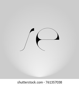 SE Black thin minimalist LOGO Design with Highlight on Gray background.