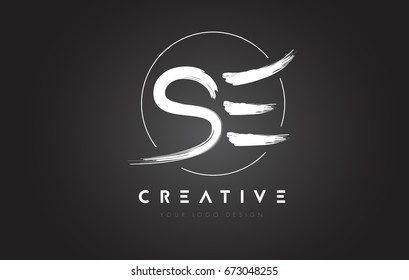 SE Brush Letter Logo Design. Artistic Handwritten Brush Letters Logo Concept Vector.