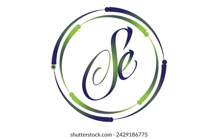 SE Brush Stroke Letter Logo Design. Black Paint Logo Letters Icon with Elegant Circle Vector Design.