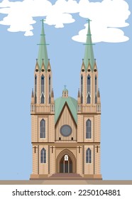 Se cathedral of Sao Paulo city. vector detailed illustration.
